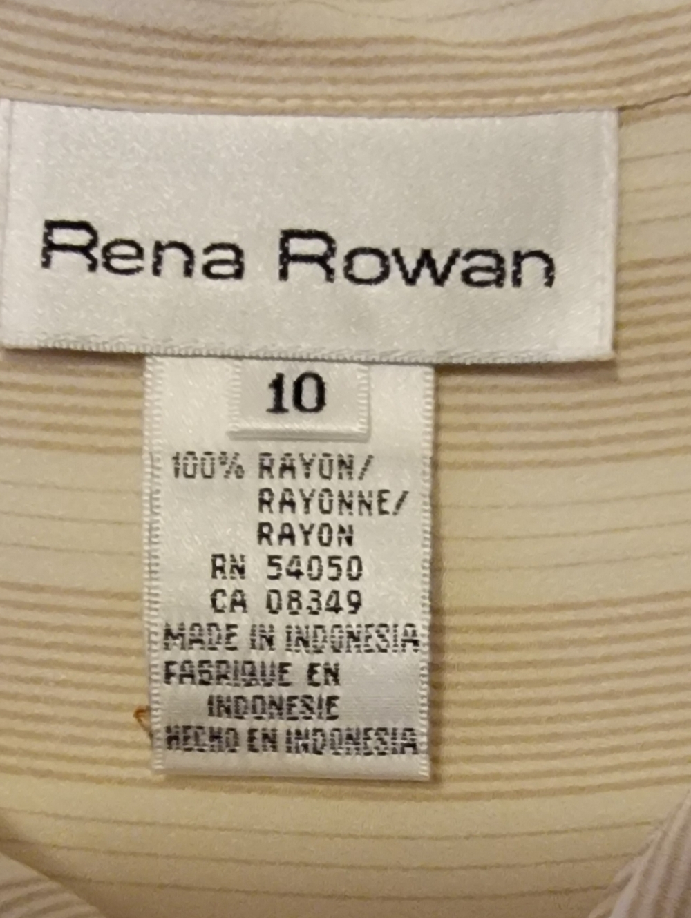 Rena Rowan Women’s Beige Stripe Short-Sleeve Shirt Size 10 NWT - Picture 3 of 6